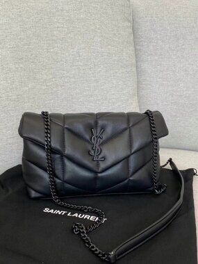 Saint Laurent Puffer LouLou Black Quilted Leather Chain Bag